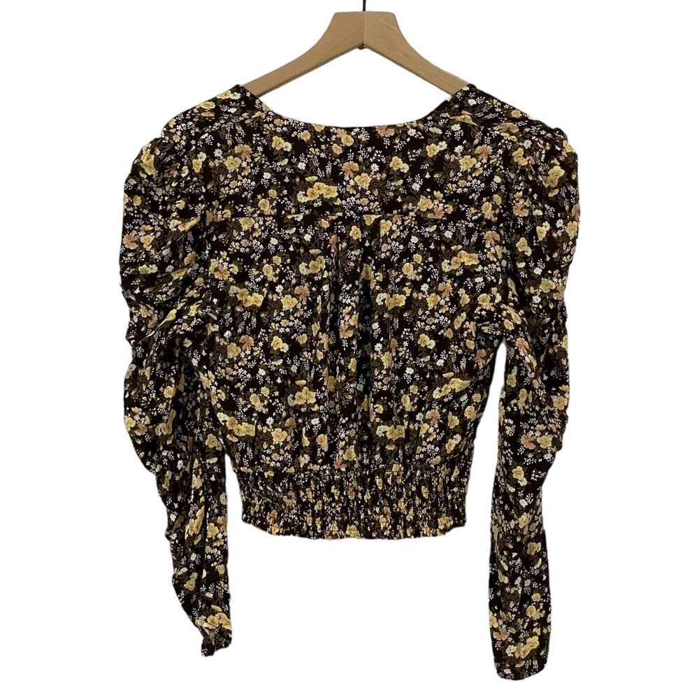 AFRM Floral Wrap Front Long Puff Sleeve Top - Fall Bouquet - Medium - Picture 6 of 12